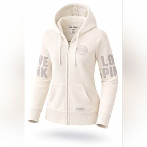 PINK Victoria's Secret Cream Zip-Up Hoodie Size XS